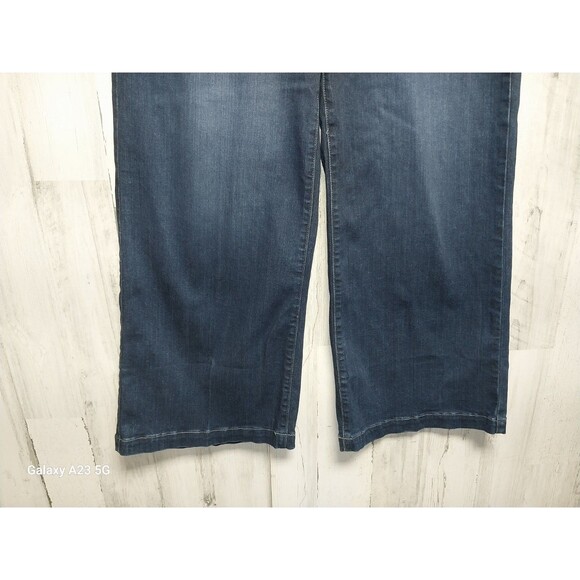 PAIGE Genesee Wide-Leg Crop Jeans Dark Wash Stretch Denim Size 32 - Picture 2 of 7